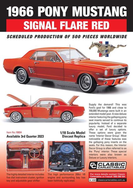 PRE ORDER $50 DEPOSIT - 1966 Ford Pony Mustang Signal Flare Red 1:18 Scale Model Car (FULL PRICE - $299.00)