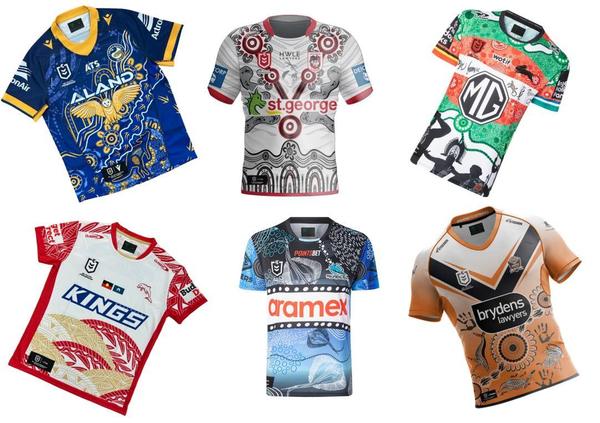 2024 NRL Indigenous Round Jersey  Eels - Dragons - Rabbitohs - Dolphins - Sharks - Tigers