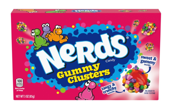 Wonka Nerds Gummy Clusters Tangy & Crunchy Sweet & Gummy Inside 85g Theatre Boxes