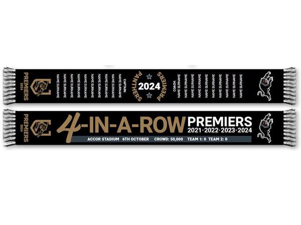 PRE ORDER - Penrith Panthers 2024 NRL Premiers Adult Scarf Team Names Score Ground (FULL PRICE - $44.99)