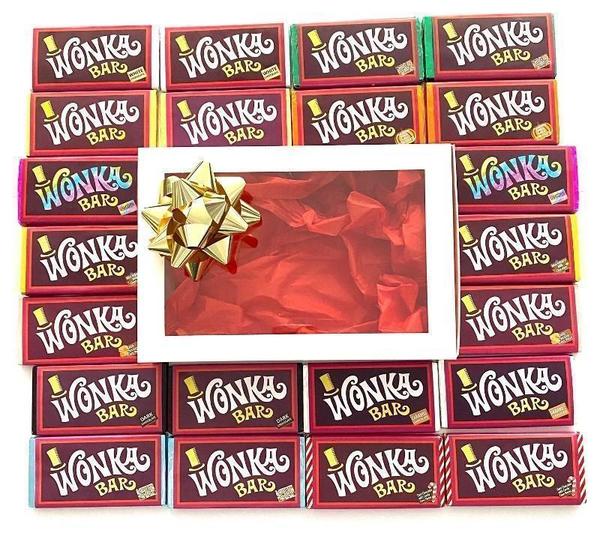 Box of 20 50g Wonka Bars Edible Chocolate Bar 9 Flavours With 2 Golden Tickets