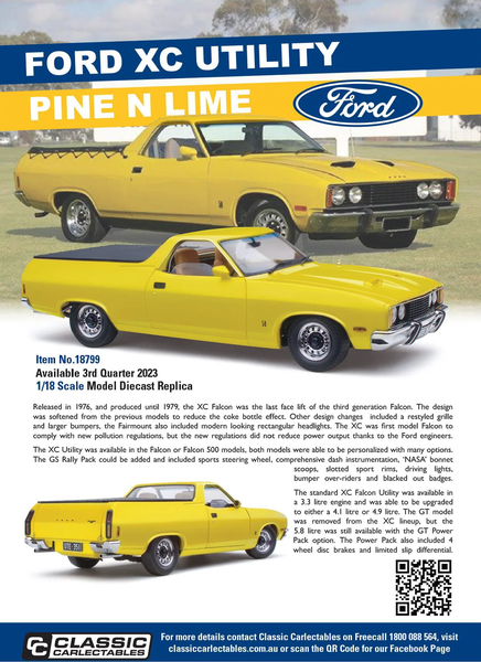 PRE ORDER - Ford XC Utility Ute Pine N Lime 1:18 Scale Die Cast Model Car (FULL PRICE - $299.00)