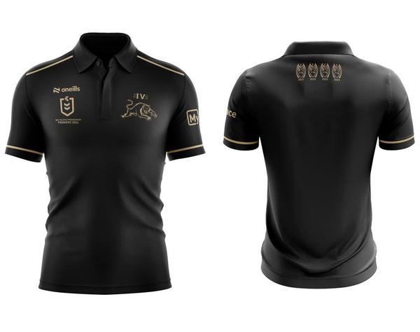 PRE ORDER - Penrith Panthers 2024 NRL Premiers 4-In-A Row O'Neills Mens Adult Polo Shirt (FULL PRICE $69.99)