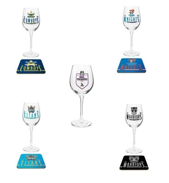 NRL Wine Glass With Coaster
