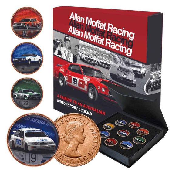 Allan Moffat Racing Full Colour Enamel Penny 9 Coin Collection