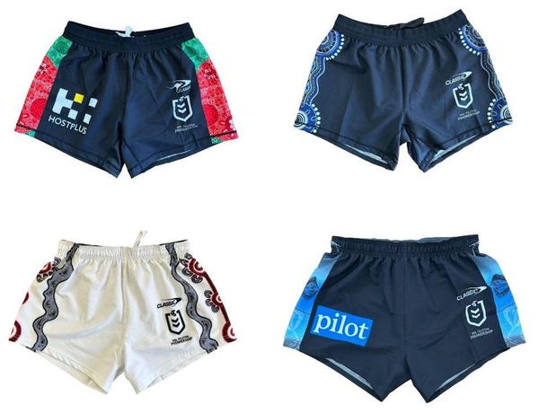 2024 NRL Indigenous Round Mens Adult Player Shorts  Rabbitohs - Bulldogs - Dragons - Sharks