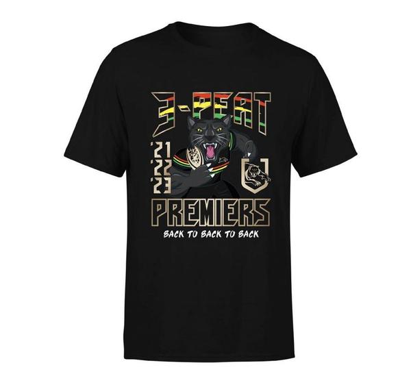 Penrith Panthers 2023 NRL Three-Peat Premiers Caricature Back To Back To Back Tidwell Mens Adult T-Shirt Tee Shirt