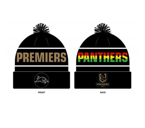 Penrith Panthers 2023 NRL Three-Peat Premiers Back To Back To Back Adult Beanie Winter Hat With Pom Pom