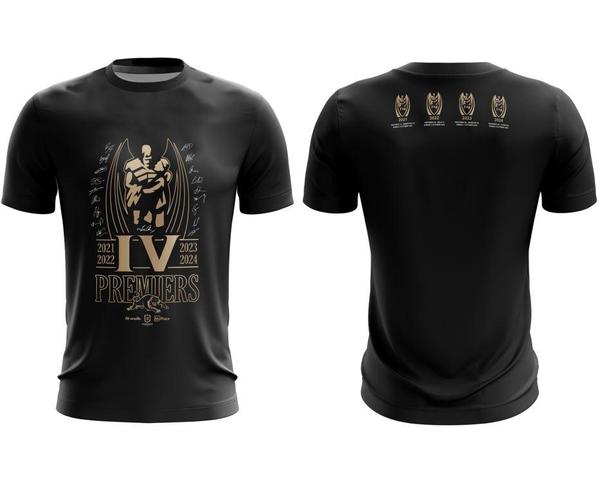 PRE ORDER - Penrith Panthers 2024 NRL Premiers 4-In-A Row O'Neills Kids Youth Tee T-Shirt (FULL PRICE $49.99)