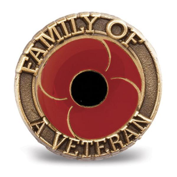 Family Of A Veteran Poppy ANZAC Day Gold Lapel Pin Badge