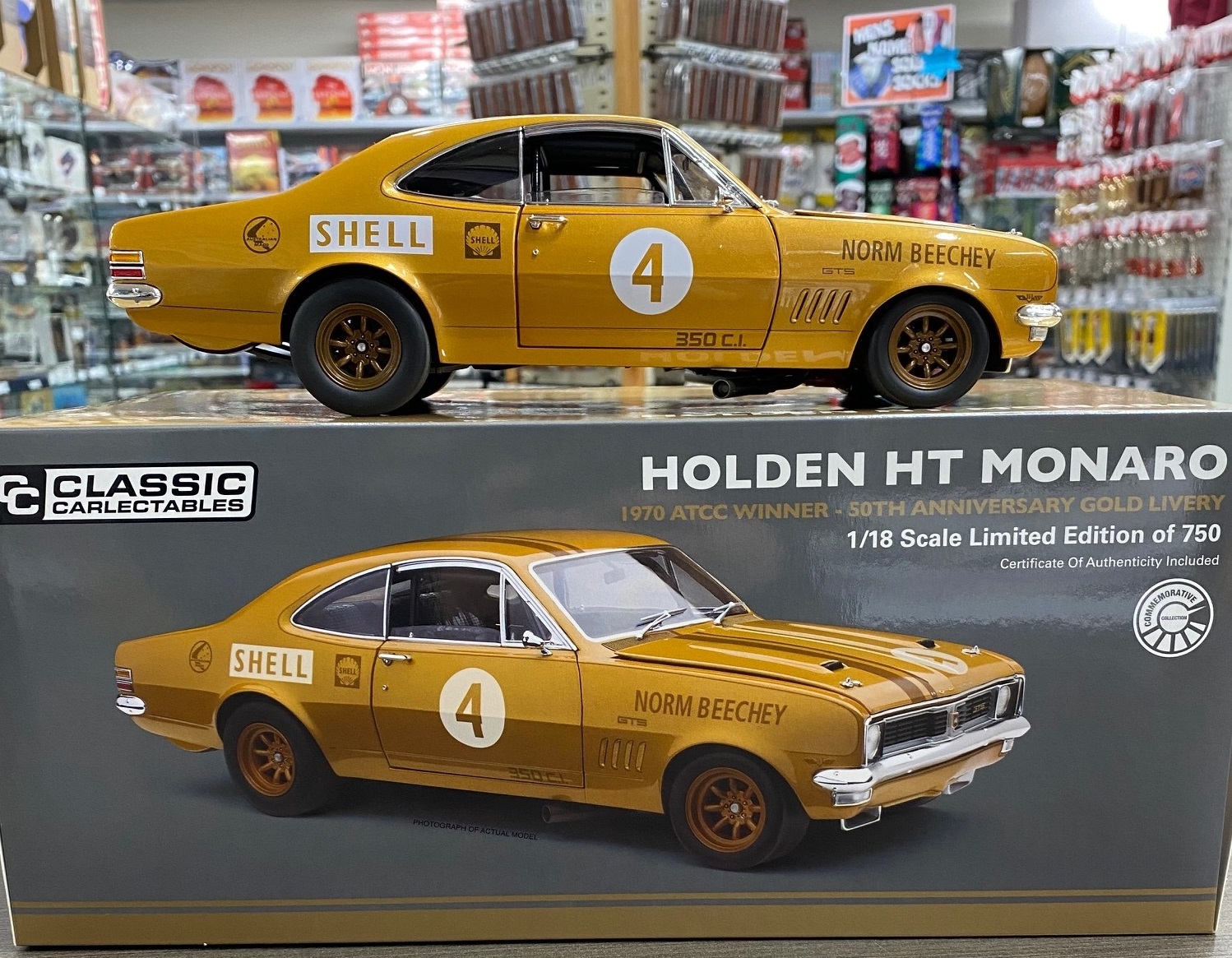 Holden HT Monaro 1970 ATCC Winner 50th Anniversary Gold Livery 1:18 Scale Model Car