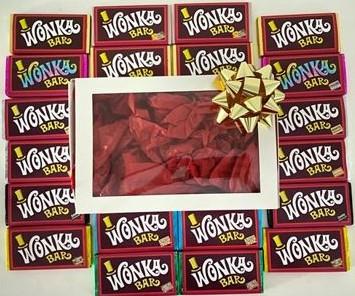 Box of 20 50g Wonka Bars Edible Chocolate Bar 9 Flavours With 2 Golden Tickets