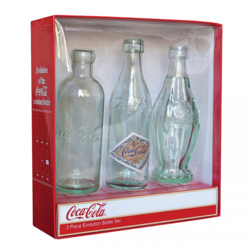 Coke Coca Cola Set Of 3 Collectable Evolution Glass Bottles 1899 1900 1915