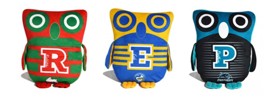 NRL Plush Owl Cushions