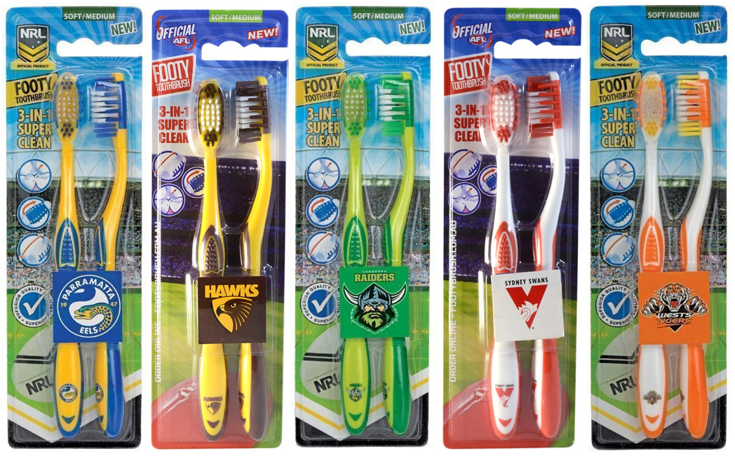 NRL & AFL Set of Toothbrushes