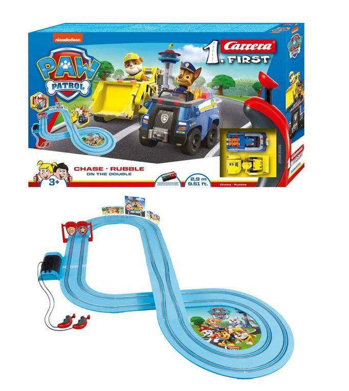 Paw Patrol Chase & Rubble On The Double Carrera First Slot Car Set With 2.9m Track