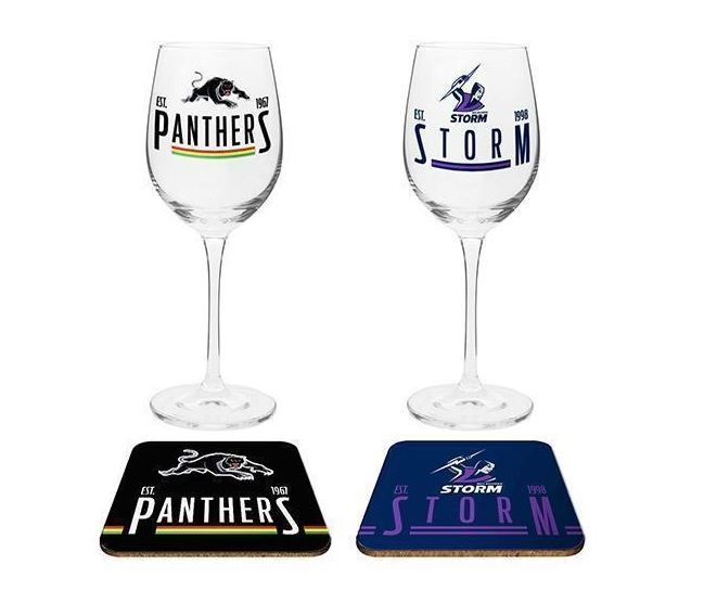 NRL Wine Glass & Coaster Set