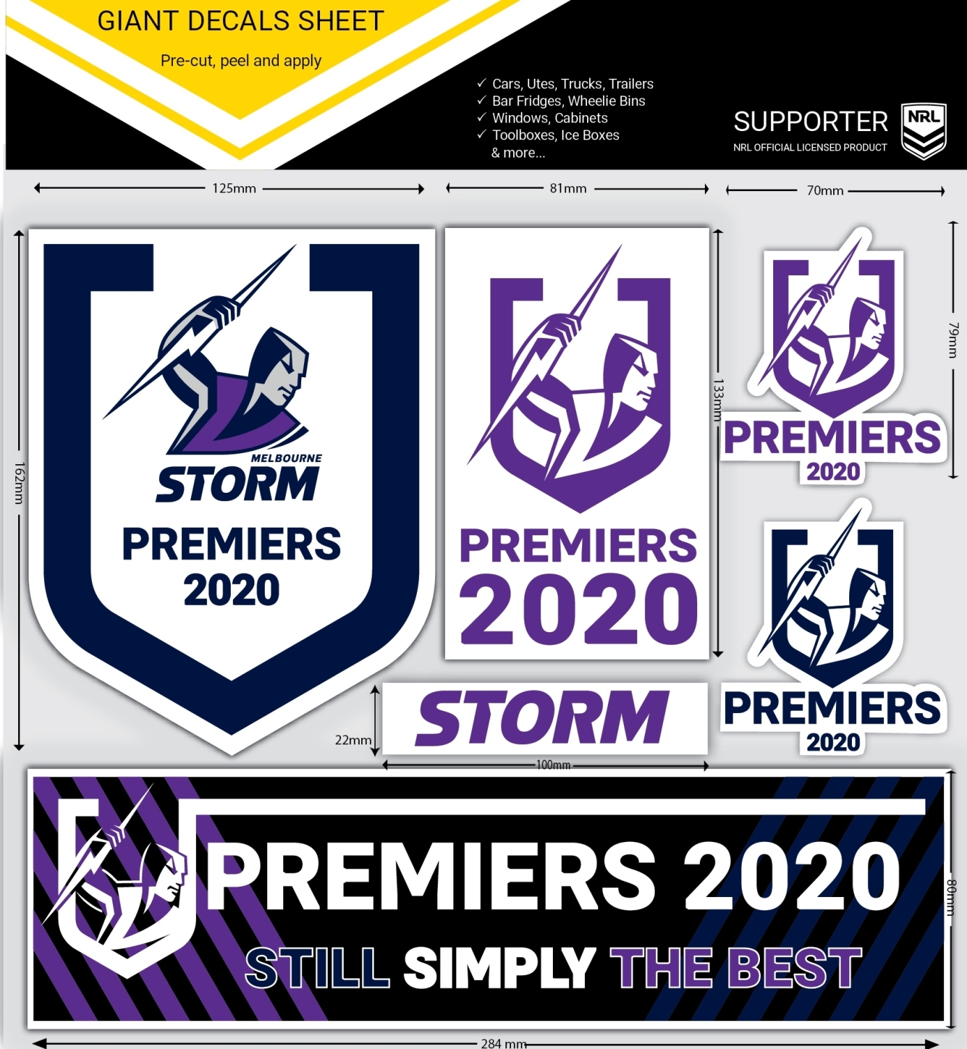 Storm Premiers Giant Decals Sheet