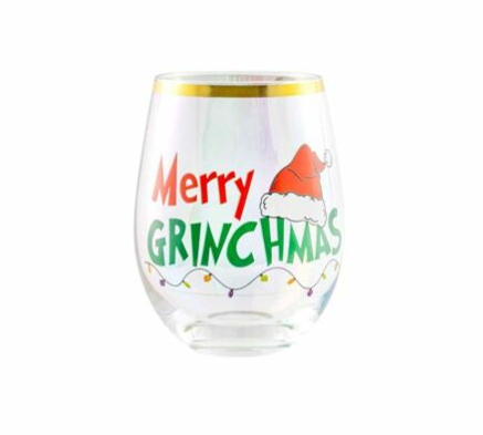 Merry Grinchmas Novelty Christmas 600mL Stemless Wine Glass