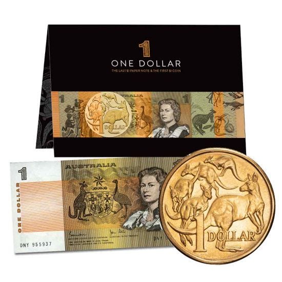  One Dollar Limited Edition Pack Last $1 Paper Note and First $1 Gold Coin Set