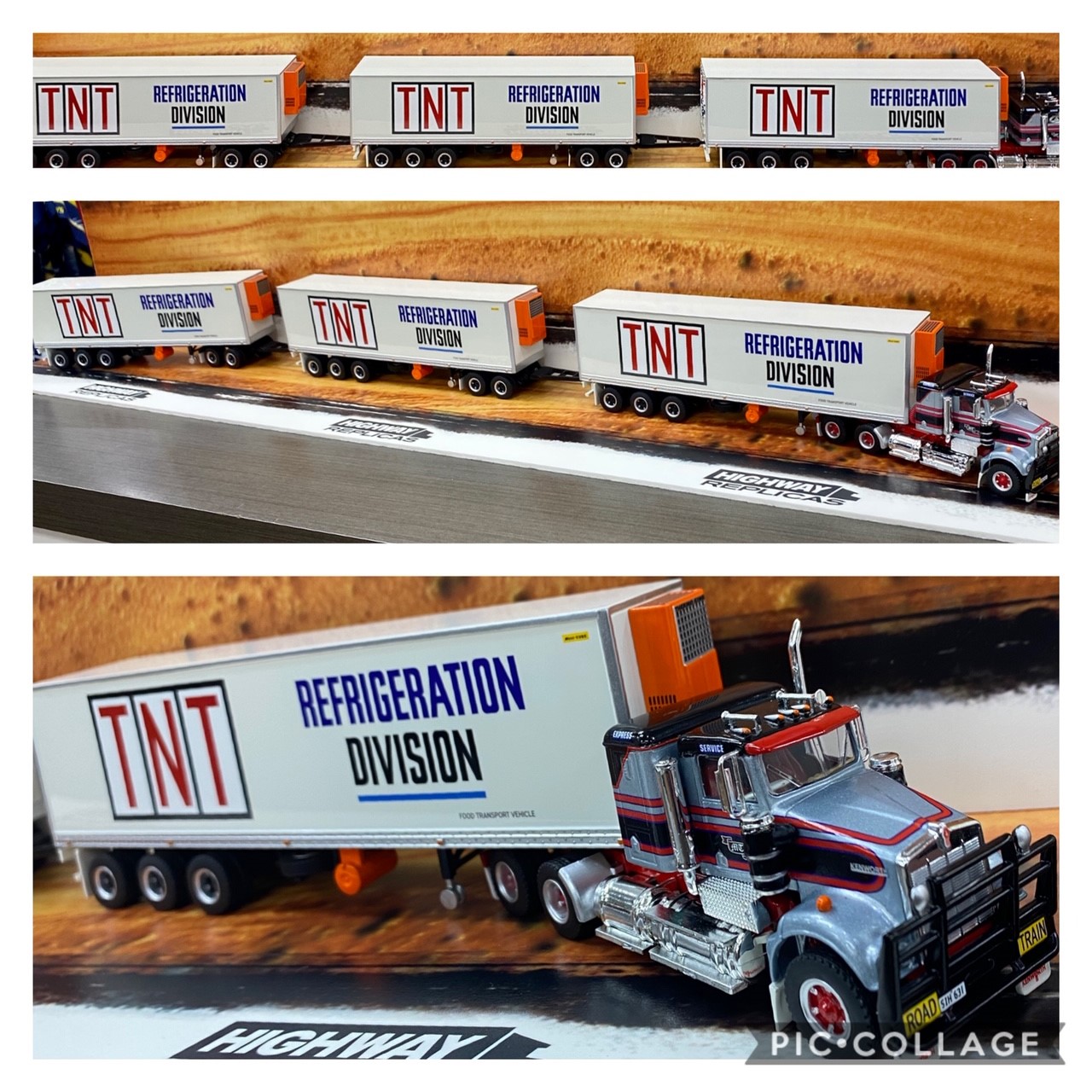Highway Replicas Freight Road Train TNT Refrigeration Division Kenworth Die Cast Model Truck With Additional Trailer & Dolly 1:64
