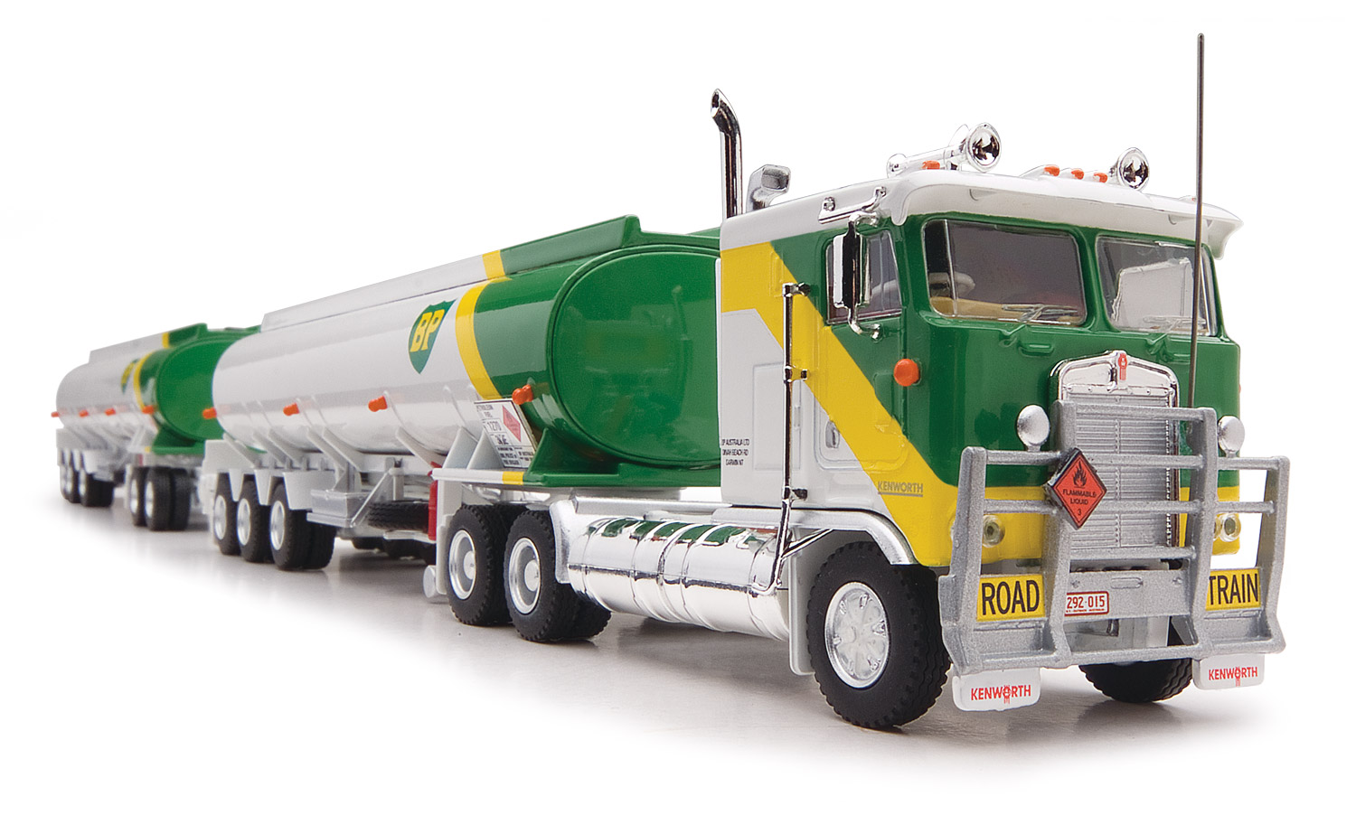 Highway Replicas BP Tanker Road Train Die Cast Model Truck With Additional Trailer & Dolly 1:64  