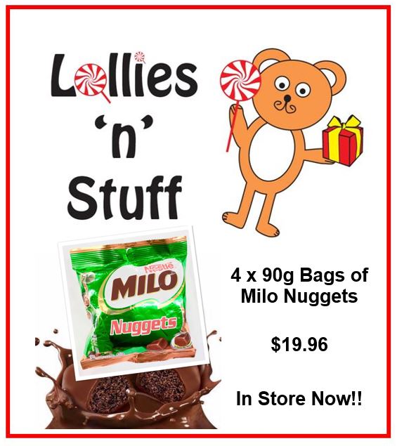 4 x 90g Bags of Milo Nuggets Chocolate Covered Confectionery