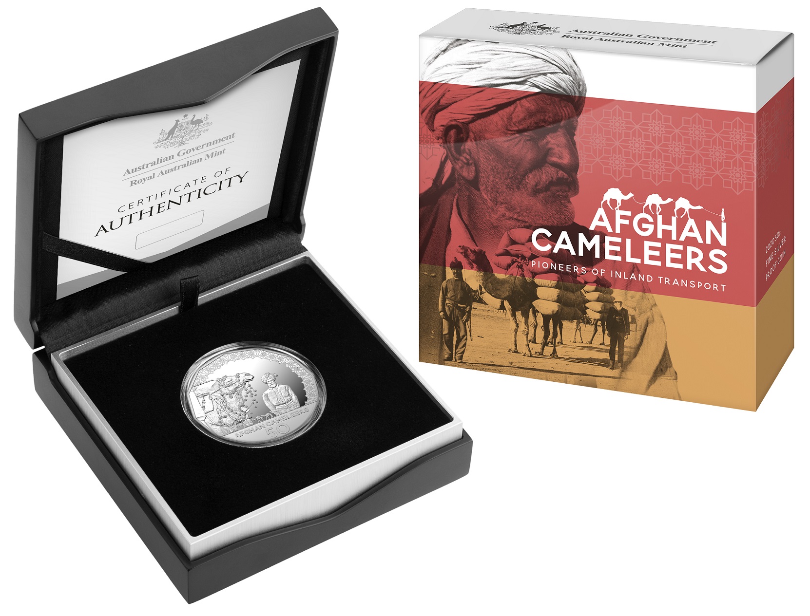 2020 50c Afghan Cameleers - Pioneers of Inland Transport Silver Proof Coin Royal Australian Mint RAM
