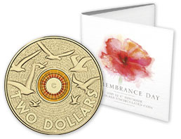 Remembrance Day 2015 $2 'C' Mintmark Coloured Uncirculated Coin Lark Royal Australian Mint