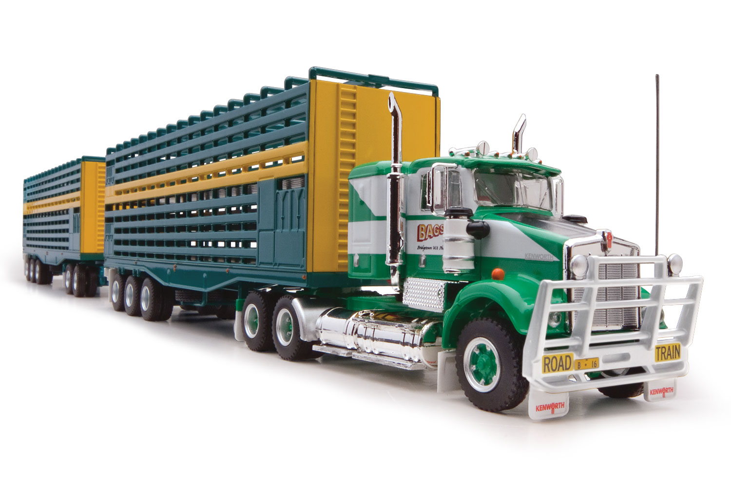 Highway Replicas Livestock Road Train Die Cast Model Truck With Additional Trailer & Dolly 1:64