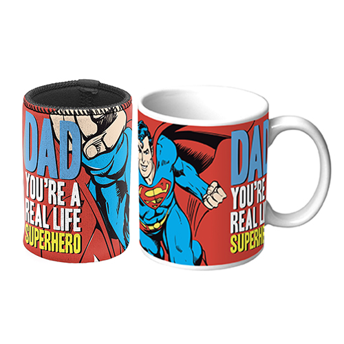 Superman Dad Mug and Stubby Holder Gift Pack