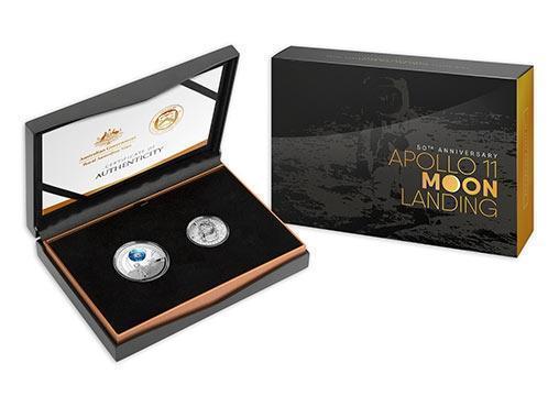 2019 $5 and Half Dollar 50th Anniversary of the Lunar Landing Two Coin Proof Set Australia/United States of America Moon Coins
