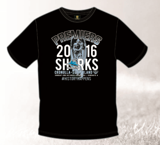 Cronulla Sharks 2016 Premiers Black T-Shirt