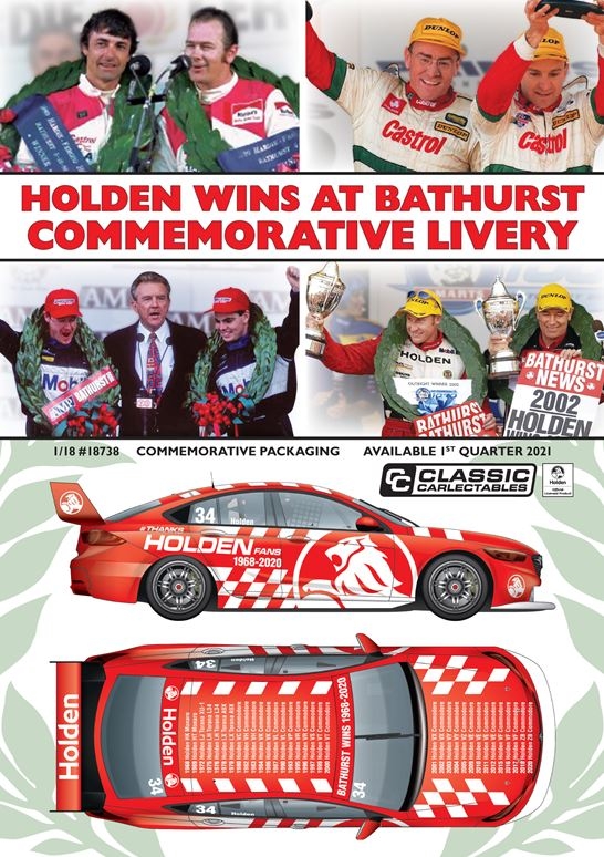 Holden Wins At Bathurst Commemorative Livery 1968-2020 1:18 Scale Model Car