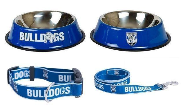 NRL Team Logo Pet Bowl Cat Or Dog - Medium 25cm Base + Pet Collar MEDIUM + Pet Lead Leash 150cm
