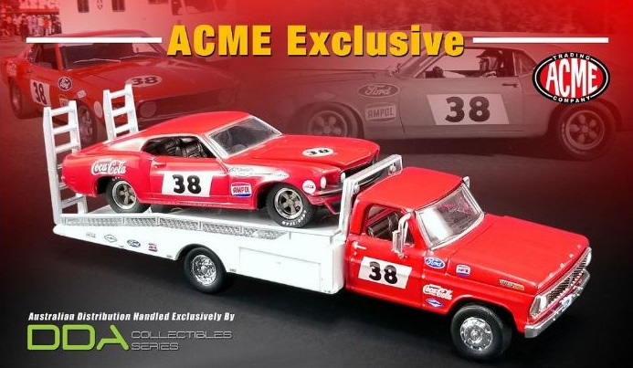 1969 Allan Moffat #38 Coca Cola Trans Am Mustang With Ford Ramp Truck 1:64 Scale Model Car