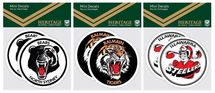 NRL Set of 2 Mini Heritage Logo Decals Car Stickers