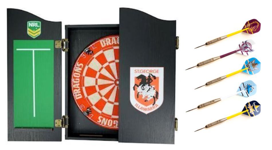 NRL Dartboard & Cabinet + NRL Set of 3 Darts
