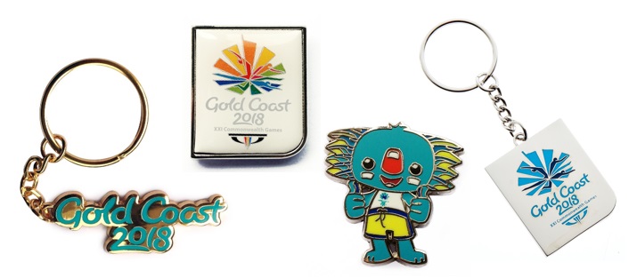 Assorted 2018 Commonwealth Games Pins and Key Rings