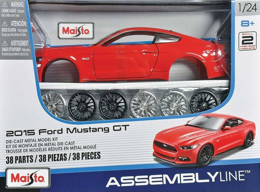Maisto Assembly Line 2015 Ford Mustang GT Red 38 Piece 1:24 Scale Die Cast Metal Kit Model Car