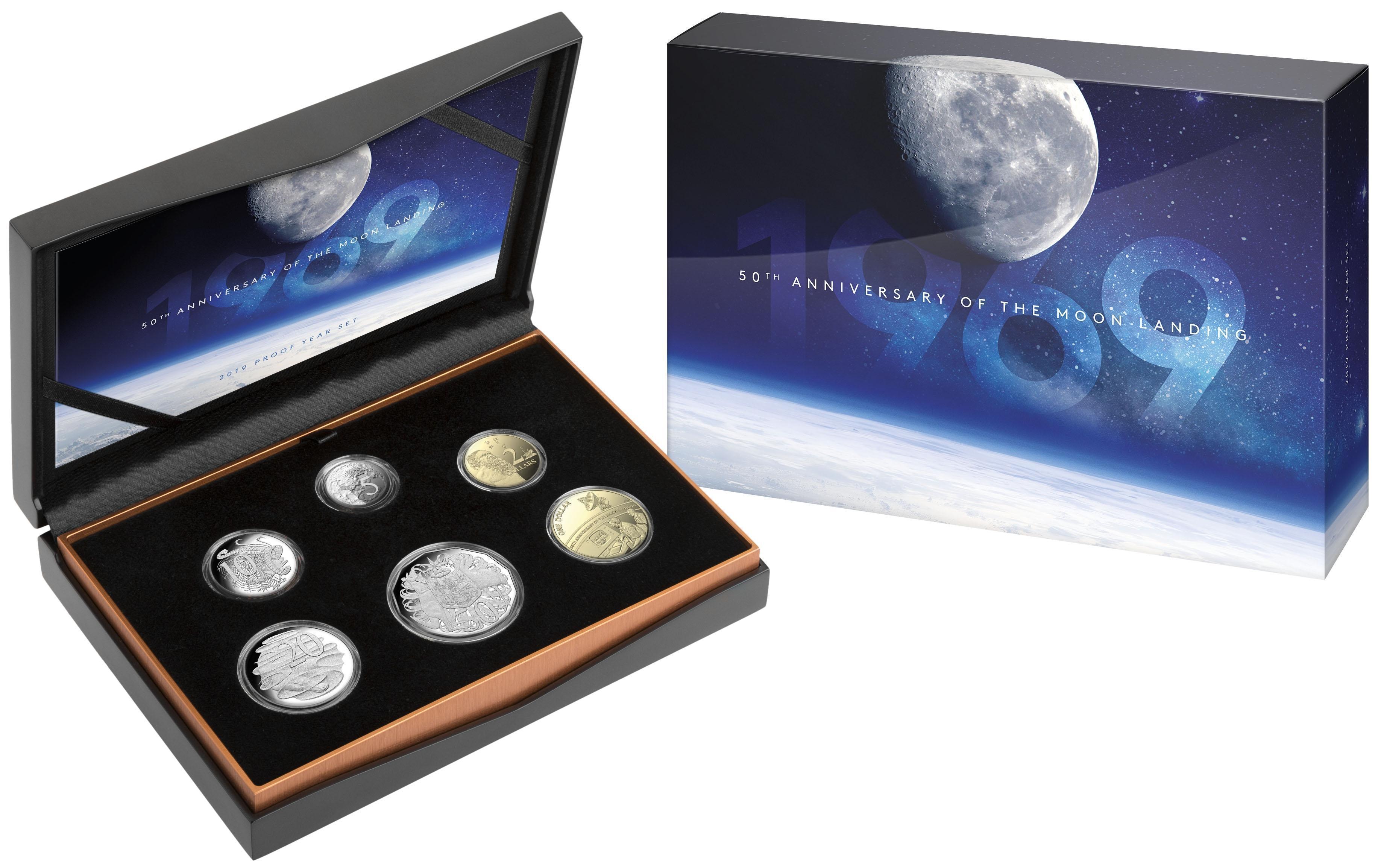 2019 50th Anniversary Of The Moon Landing  Six Coin Proof Set Royal Australian Mint 