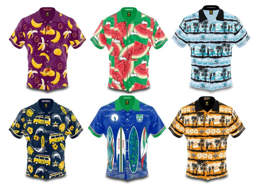 NRL Team Adult Hawaiian Button Up Shirt