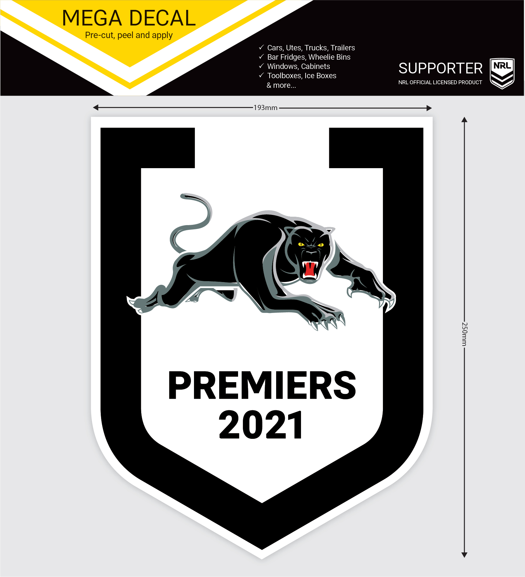 Penrith Panthers 2021 NRL Premiers Mega Window Decal Spot Sticker