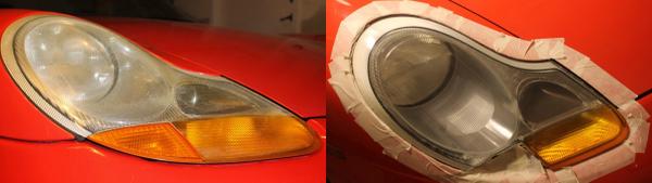 Porsche boxster headlight polishing