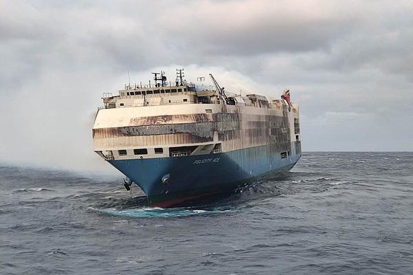 Felicity Ace Cargo Ship on fire