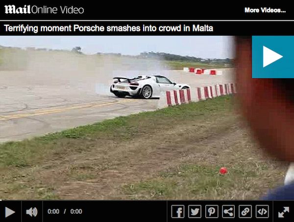 Porsche 918 Malta crash