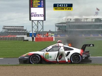 911 RSR CATCHES FIRE SILVERSTONE