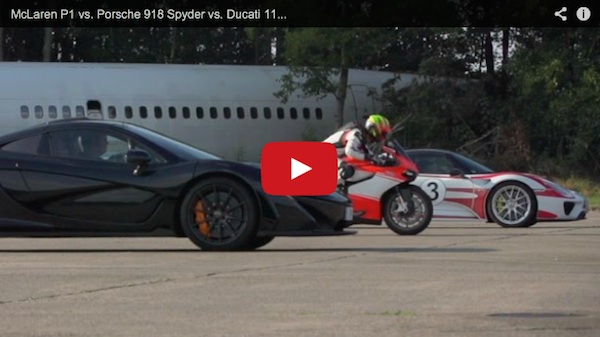 918 drag race vs mclaren and ducati