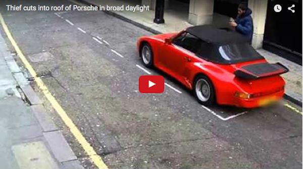 porsche thief cuts hole in 911 cabriolet top