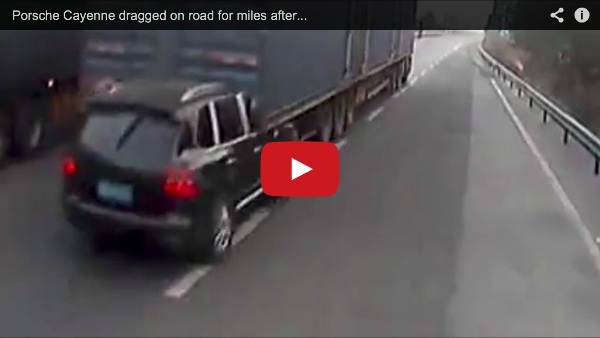 Porsche Cayenne Dragged By Truck